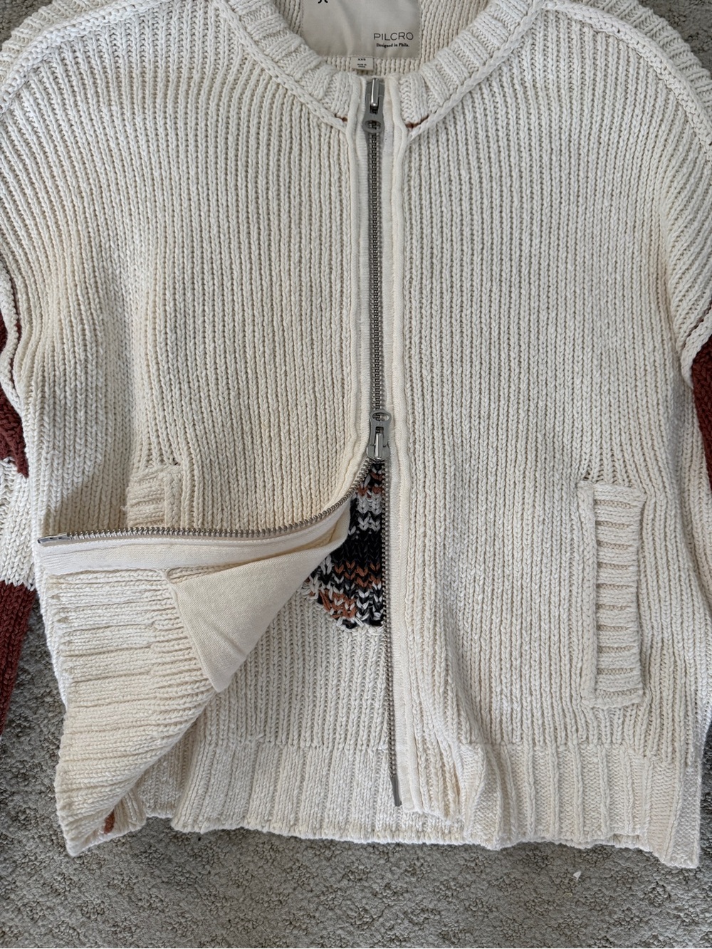 Anthropologie Cream and Rust Tiger Motif Cardigan - Picture 4 of 4